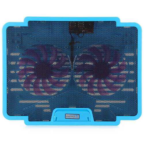 CoolCold K19 USB 2.0 Ultra Thin Luminous Game Two Fans Cooling Pads Notebook Cooler Pad for 14 15.6 17 Inch Laptops