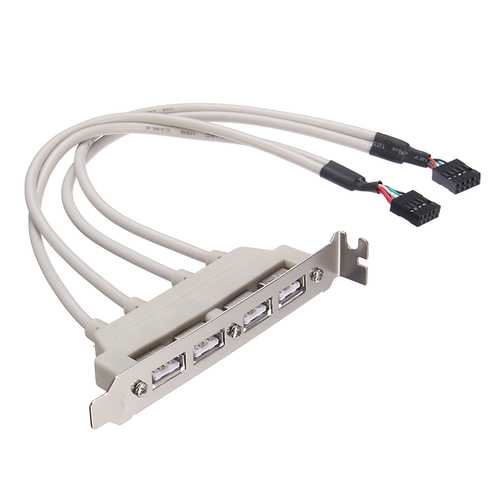 USB 2.0 9Pin 2 Port to 4 Port Motherboard USB Extension Cable 4 Port USB Baffle Line