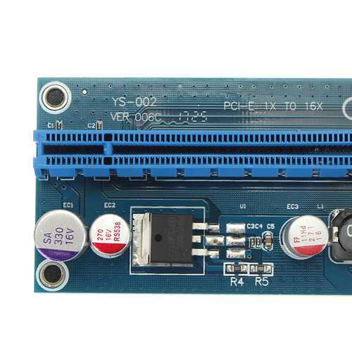 0.6m USB 3.0 PCI-E Express 1x to 16x Extension Cable Extender Riser Card Adapter 6 Pin Power