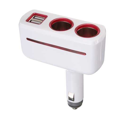 Dual USB Ports 3.1A 12V Car Cigarette Lighter Socket Two Way Charger with LED Light for S8 Mi6