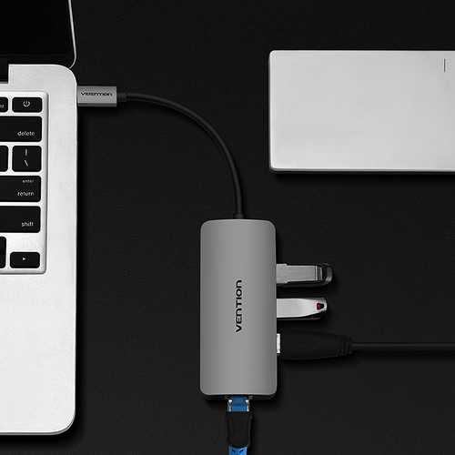 Vention CHFHA Type-c to USB 3.0 3Ports Hub RJ45 Gigabit Ethernet Adapter USB C to LAN Converter