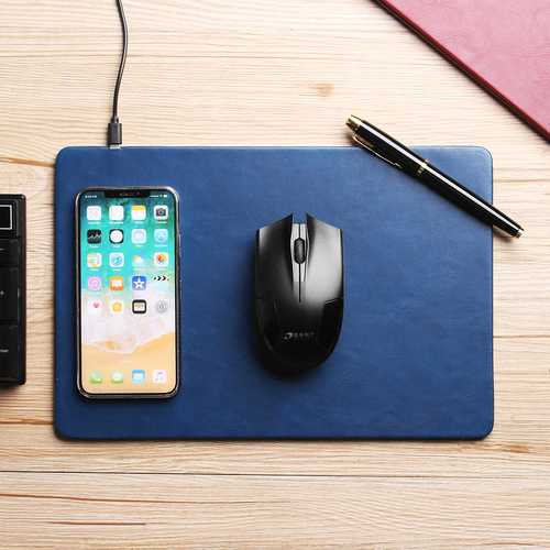 QI Leather Wireless Charging Mouse Pad For QI Device Smartphone