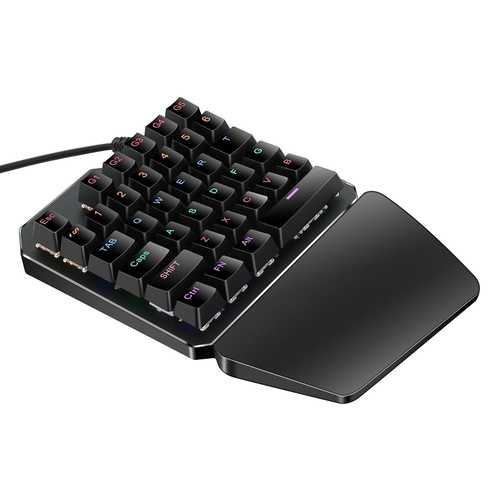 HXSJ J100 One Hand 35keys Blue Switch Mechanical Keyboard 7 Backlight Full Key No Conflict