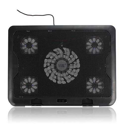 5 Fans LED USB Cooling Adjustable Pad For Laptop Notebook 7-17inch