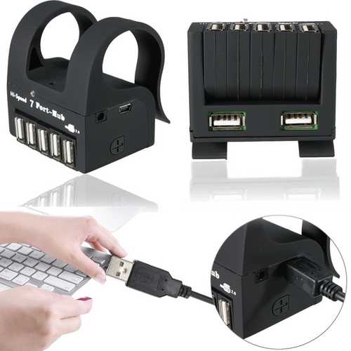 High Speed 7 Ports USB 2.0 External Hub Adapter for PC Laptop Notebook