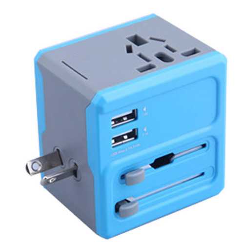 WTA-608 Multifunction Universal Dual USB Travel Charger Converter Adapter Plug