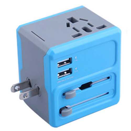 WTA-608 Multifunction Universal Dual USB Travel Charger Converter Adapter Plug