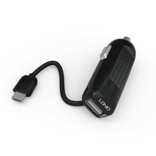 LDNIO DL-C25 5V 2.1A Car Charger with USB Cable for Phone/ Tablet