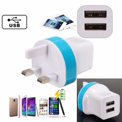 UK Plug 5V 2.1A Dual USB Home Travel Wall Power Charger Color Random Shipment