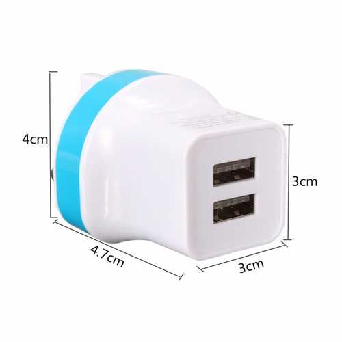 UK Plug 5V 2.1A Dual USB Home Travel Wall Power Charger Color Random Shipment