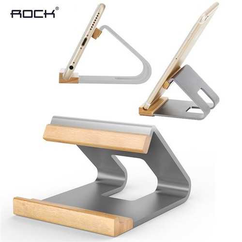 ROCK Universal Wooden Aluminum Alloy Metal Desktop Mount Holder for Xiaomi Samsung iPhone Tablet