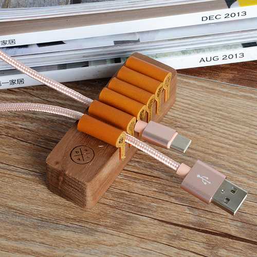 Natural Wooden Universal Desk Cable Organizer Winder WirE-mount Holder