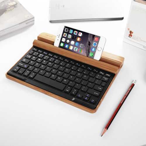 SEENDA IBK-09D Universal Bamboo Wireless Bluetooth Keyboard With Mobile/Table Stand Holder