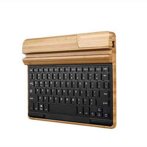 SEENDA IBK-09D Universal Bamboo Wireless Bluetooth Keyboard With Mobile/Table Stand Holder