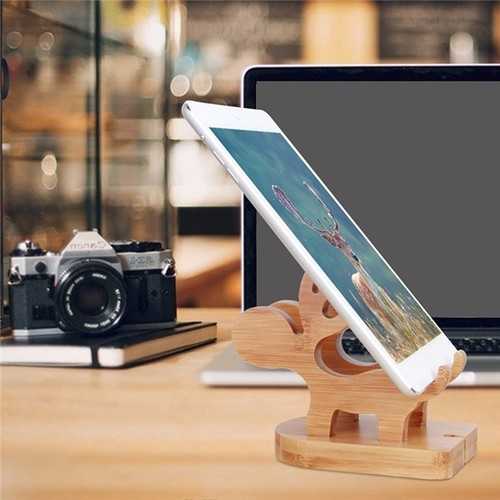 Tounee Universal Wooden Deer Phone Stand Lazy Holder Mobile Bracket for iPhone Samsung Xiaomi HTC