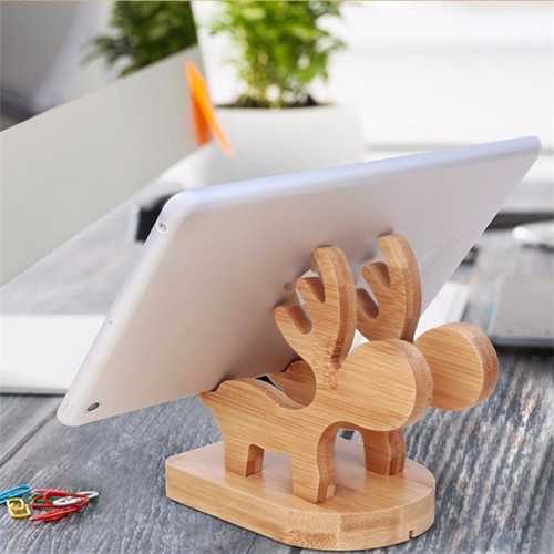 Tounee Universal Wooden Deer Phone Stand Lazy Holder Mobile Bracket for iPhone Samsung Xiaomi HTC