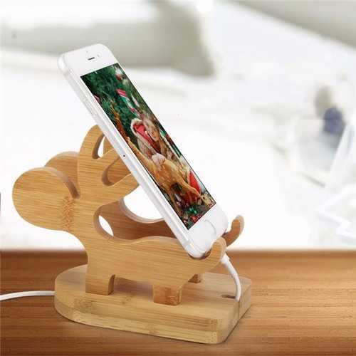 Tounee Universal Wooden Deer Phone Stand Lazy Holder Mobile Bracket for iPhone Samsung Xiaomi HTC