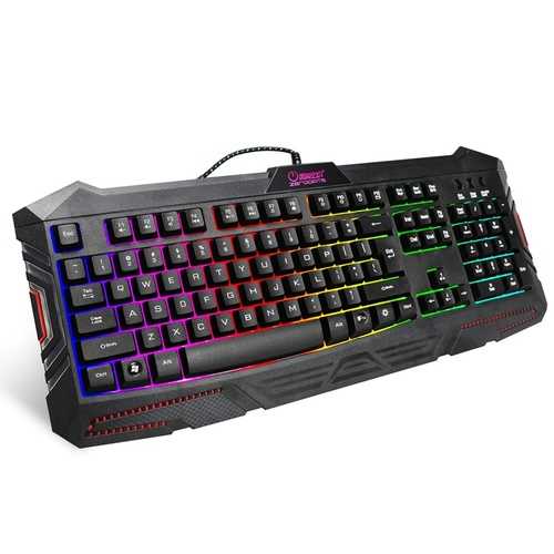 HXSJ X10 104 Keys USB Wired Rainbow Backlight Gaming Keyboard For PC Computer Laptop