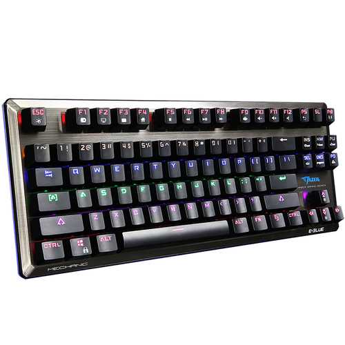 E-Blue K727 87 Keys NKRO USB Wired Mixed Backlit Mechanical Gaming Keyboard Blue Switch Black Switch