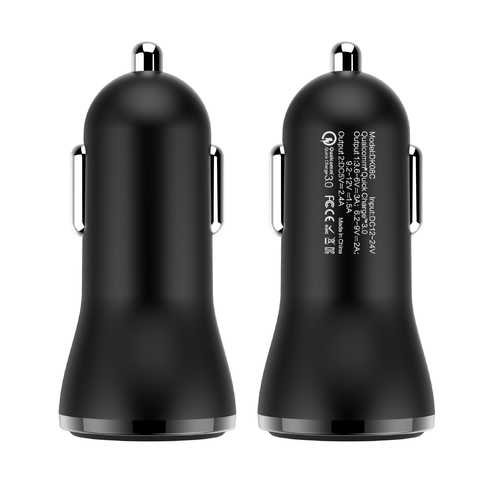 CC-37 Dual USB Black Car Charger 2.4A Fast ChargeFor Xiaomi Samsung Huawei iPhone iPad