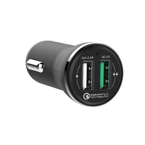 CC-37 Dual USB Black Car Charger 2.4A Fast ChargeFor Xiaomi Samsung Huawei iPhone iPad