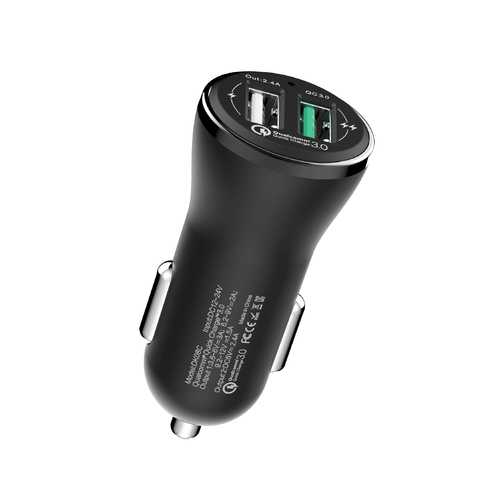 CC-37 Dual USB Black Car Charger 2.4A Fast ChargeFor Xiaomi Samsung Huawei iPhone iPad