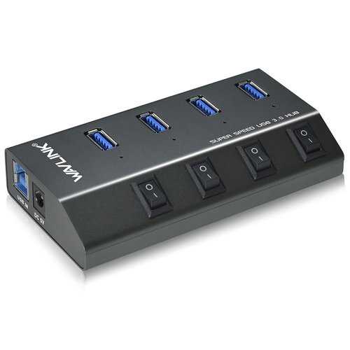 Wavlink WL-UH3049 Super Speed 4-Port USB3.0 Fast Charging 2.4A Aluminum Hub with Individual Switch