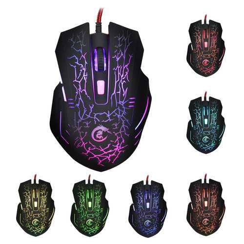 3200DPI 6 Buttons Optical Colorful Light USB Wired Gaming Mouse