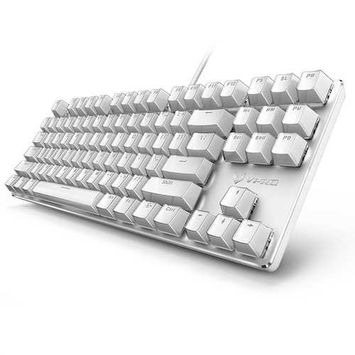 Rapoo V500S Ice Crystal 87 Key USB Wired White Backlit Mechanical Gaming Keyboard Brown Switch