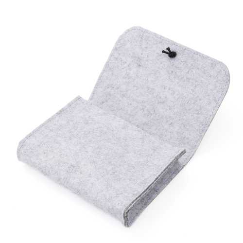 17*12.5*4cm Mini Portable Gray Wool Felt Storage Bag Pouch for Mouse Charger