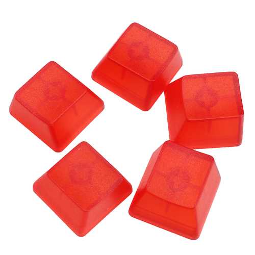 5PCs Transparent Keycap Clear All Height Red White for Mechanical Keyboard R1 R2 R3 R4