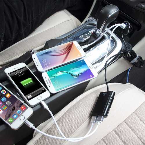 Haweel 9.6A 4 Ports USB Car Charger Front Back Seat Universal USB HUB 1.8M for Xiaomi Samsung iPhone