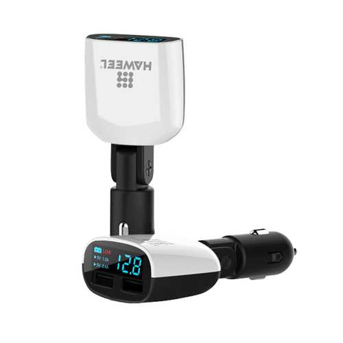 Haweel QC3.0 3.4A Dual USB Ports LED Current Display Swing Head Design Car Charger for Xiaomi 6 S8