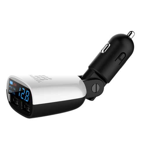 Haweel QC3.0 3.4A Dual USB Ports LED Current Display Swing Head Design Car Charger for Xiaomi 6 S8