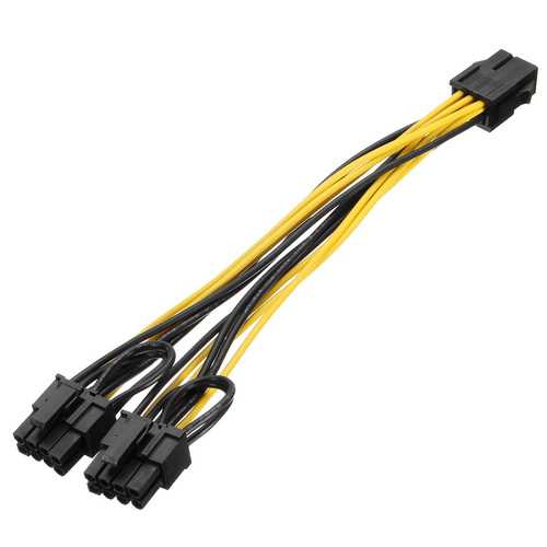 PCI-E 6-pin to 2x 6+2-pin (6-pin/8-pin) Power Splitter Cable PCIE PCI Express