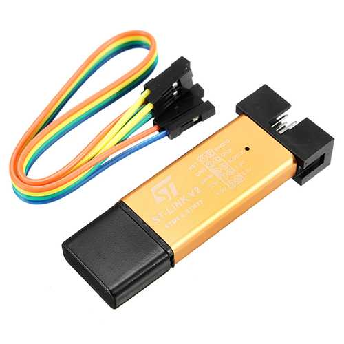 3.3V 5V XTW ST-LINK V2 STM8 / STM32 Simulator Programmer Downloader Debugger 500MA Fuse Short Circuit Protection Aluminum Alloy U Disk Shell With 20cm Dupont Wire