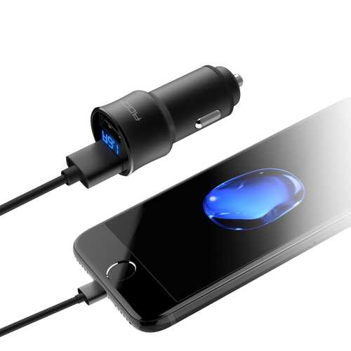 ROCK H2 3.4A 2 USB Ports Digital LED Display Car Charger For iphone7/7Plus Samsung S8 Xiaomi 6