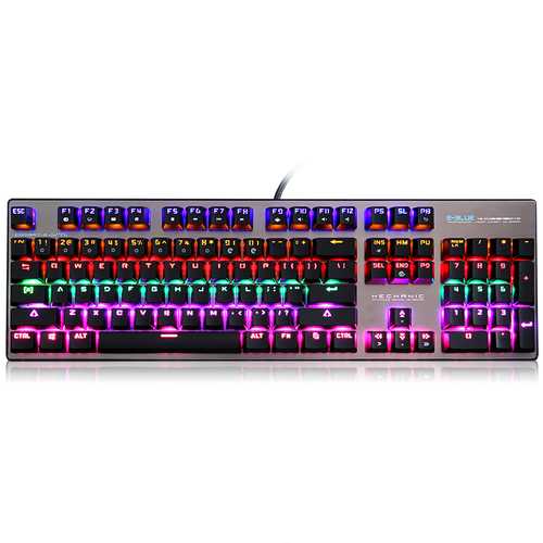 E-Blue K753 Mixed Backlit 104 Key USB Wired NKRO Mechanical Gaming Keyboard Black Blue Switch