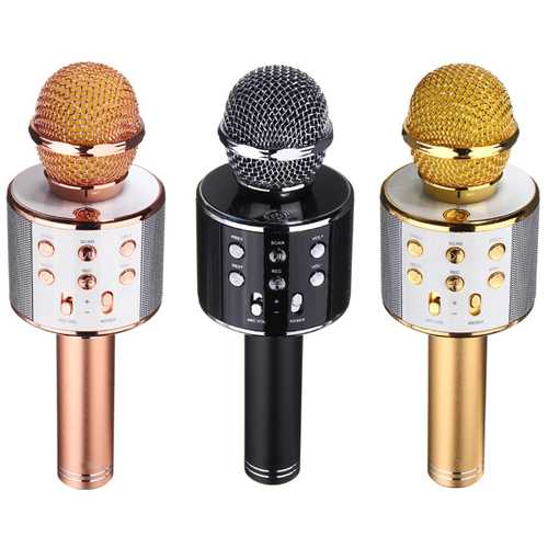 Wireless Mini Portable WS-858 Karaoke Microphone Bluetooth USB Speaker Outdoor