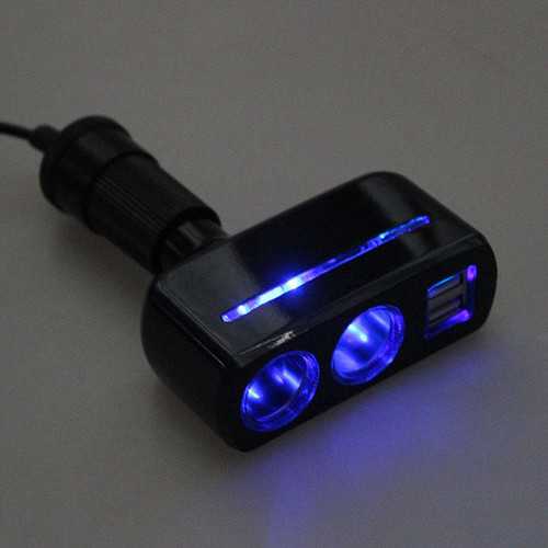 Dual USB Ports 3.1A 12V Car Cigarette Lighter Socket Two Way Charger with LED Light for S8 Mi6