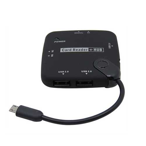 Micro USB to 3 Port USB 2.0 4 Port TF Card Card Reader Hub with DC Port