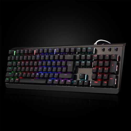 104Keys Blue Switch 7Colors RGB LED Backlight Waterproof USB Ergonomic Mechanical Gaming Keyboard