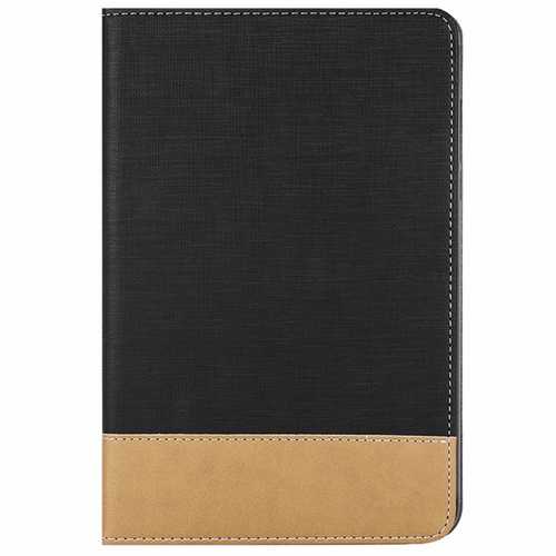 Canvas Grain PU Protective Case for Xiaomi Mi Pad 3 - BLACK AND BROWN