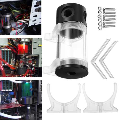 G1/4 T 50mm x 110mm Reservoir Helix Suspension Water Liquid Cooling Tank