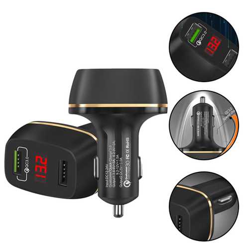 Dual USB 3A QC3.0 Fast Car Charger With LED Display For iPhone X 8 Oneplus 5 Xiaomi Mi6 Redmi Note4