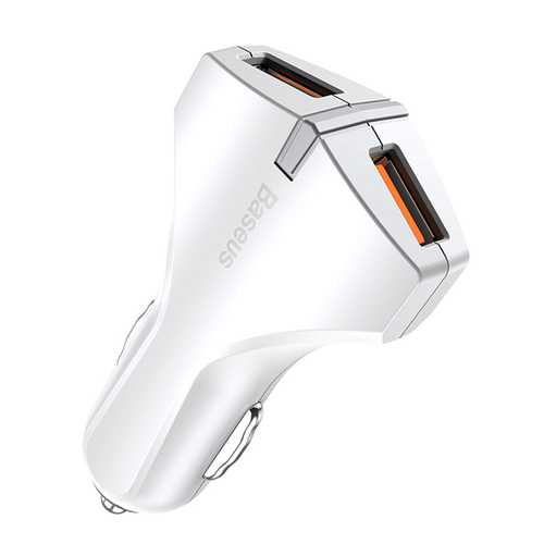 Baseus QC3.0 3A Dual USB Fast Car Charger With LED Indicator For iPhone X 8Plus Oneplus 5 Tablet