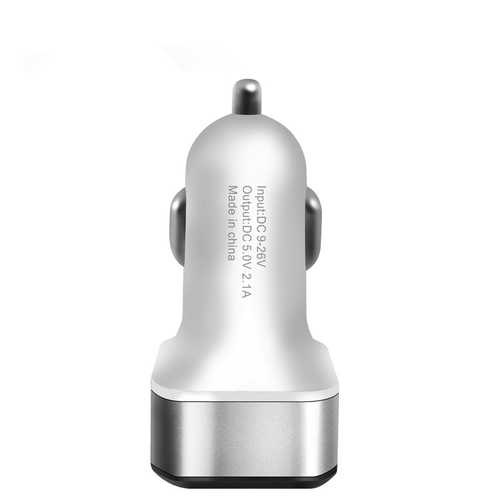 Aluminium Alloy LED Display 5V 2.1A Dual USB Car Charger for Samsung iPhone iPad Tablet