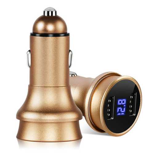 Aluminum 3.1A 2 USB Ports Digital LED Display Car Charger for Samsung Huawei iPhone iPad