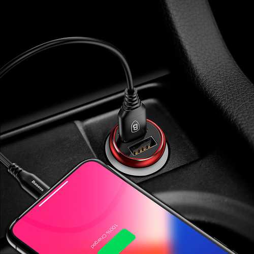 Baseus QC3.0 5V 2.4A Dual USB Ports Quick Charge Car Charger for Samsung S8 Xiaomi 6 iPhone 8 X