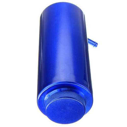 800ml Cylinder Radiator Overflow Reservoir Coolant Tank Black/Blue Aluminum Can